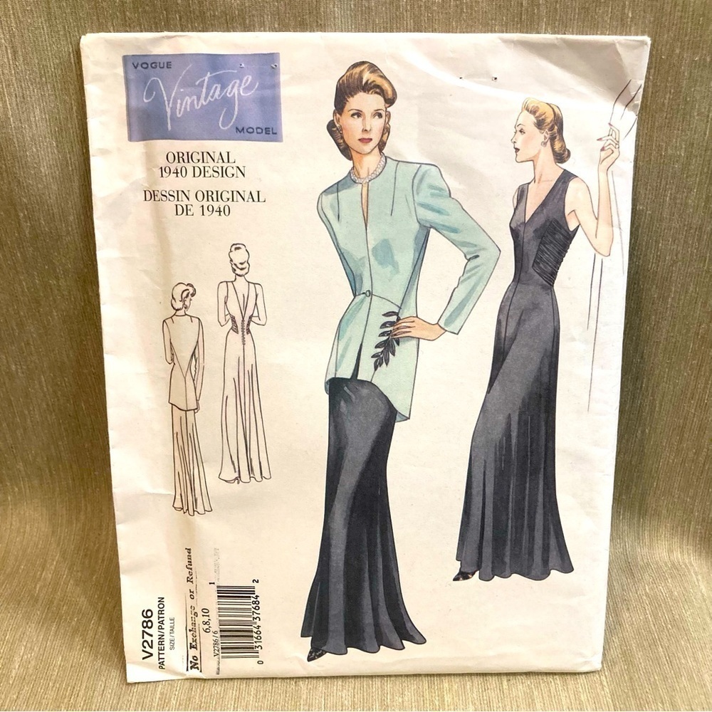 VOGUE Vintage Pattern Number V2786 Sizes 6,8,10 Included
